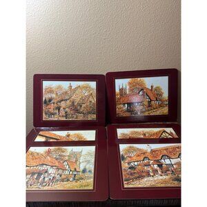 Vintage English Countryside Placemats Set Of 6 Cork Backed